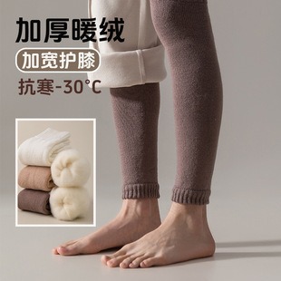 The elderly long tube knee joint fleece-lined thickened autumn and winter old cold leg warm socks sleeping leg knee socks