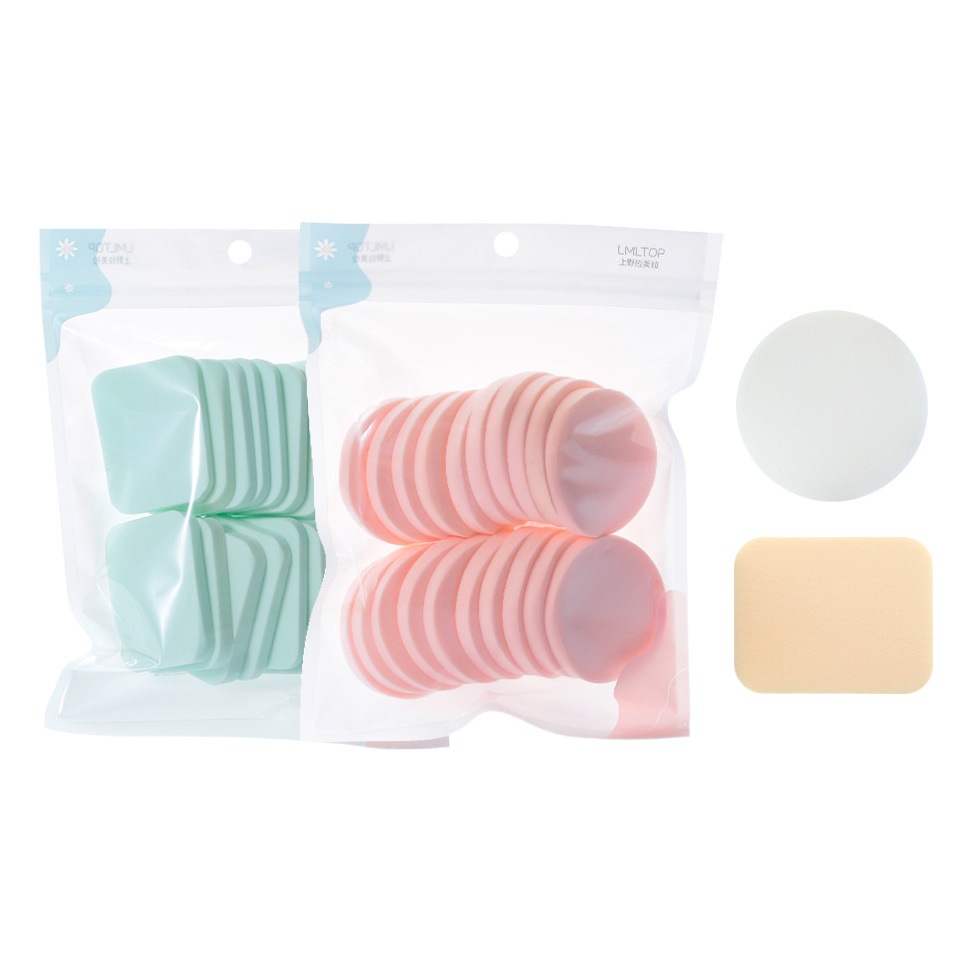 Esponja de maquillaje LMLTOP, paquete de 20 unidades, esponja de maquillaje de doble uso húmedo y seco B0889, esponja redonda al por mayor