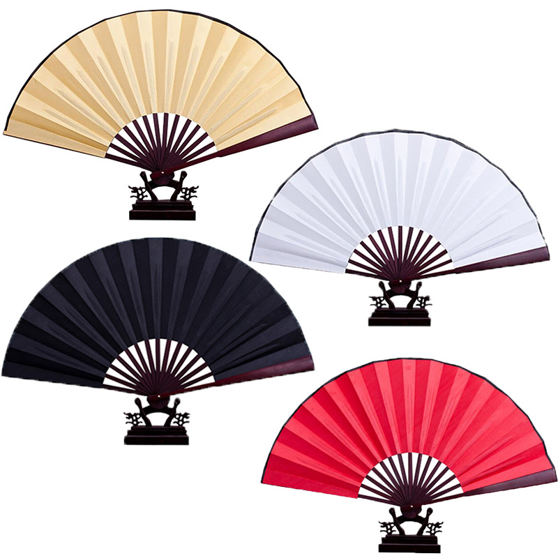 Fabricante de publicidad personalizado arte de regalo ventilador plegable ventilador personalizado seda papel de arroz en blanco gran ventilador de hueso de bambú