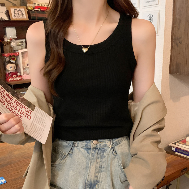 纯色基础款螺纹吊带背心女夏季修身显瘦遮副乳内搭防走光打底上衣|undefined