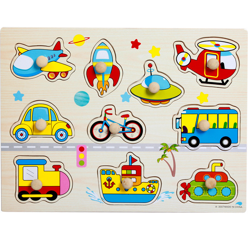 Tablero de mano de madera para niños animal digital rompecabezas tridimensional rompecabezas bloques de construcción muñeca juguete venta al por mayor puesto transfronterizo años de edad