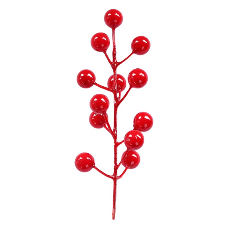 Fortuna fruta roja simulación Holly Fruit Nochevieja flor decoración del hogar artificial baya roja Navidad Festival al por mayor