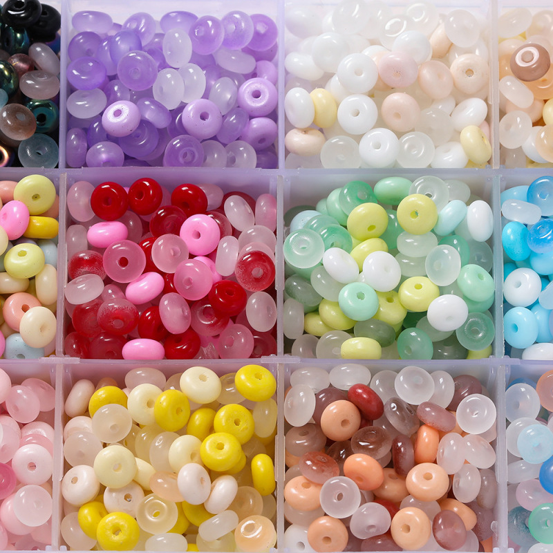 3*6mm Glass Abacus Beads Flat Round Beads Candy Color Loose Beads Aperture 1.3mm DIY Kidsren's Beading Handmade Material