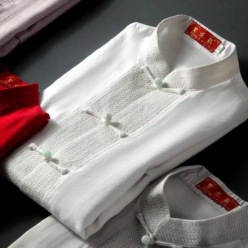 Tang Suit Men's Summer Short-sleeved Cotton and Linen suit Dad's Middle-aged and Elderly Husband Top Chinese Style Linen Men's Hanfu