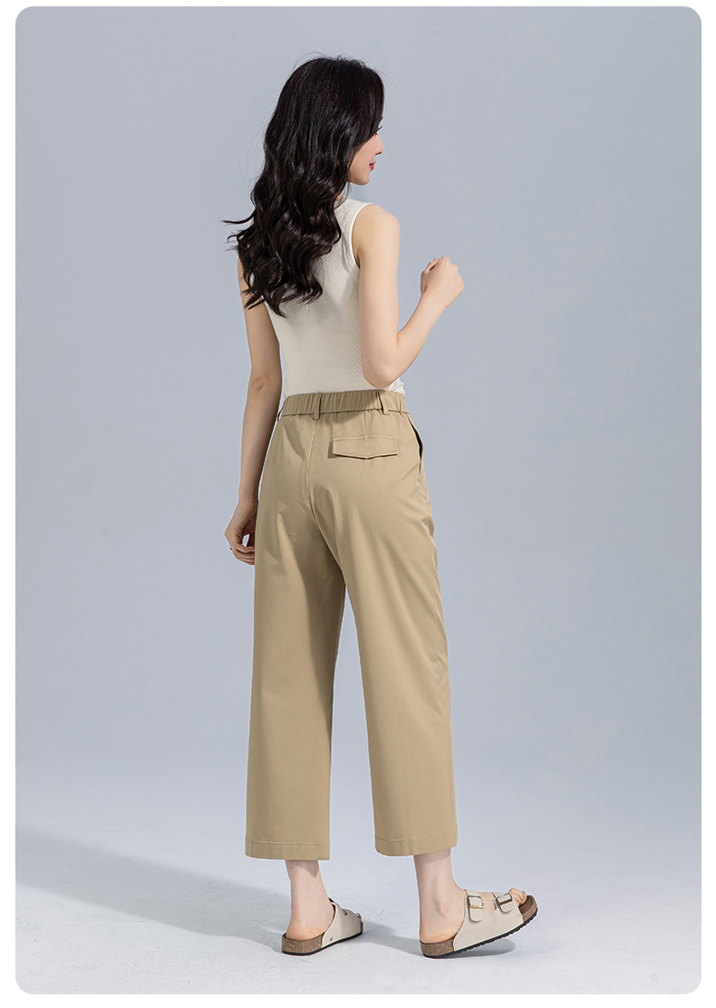 Quần culottes nữ ống rộng cạp cao vải modal co giãn dáng suông dài 9 phần — màu hồng chi tiết 33
