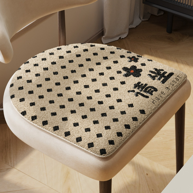Cojín de silla engrosada en forma de herradura cojín de silla de felpa de oficina sofá cojín de silla de comedor cojín de taburete de otoño e invierno cojín de tope