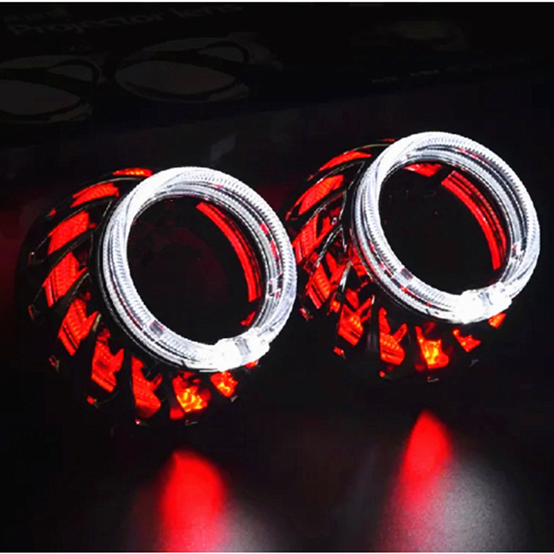 Nuevo ojo de ángel doble de 2,5 pulgadas Hot Wheel Funda de una pieza Ojo del diablo redondo HID Lente bifocal Universal