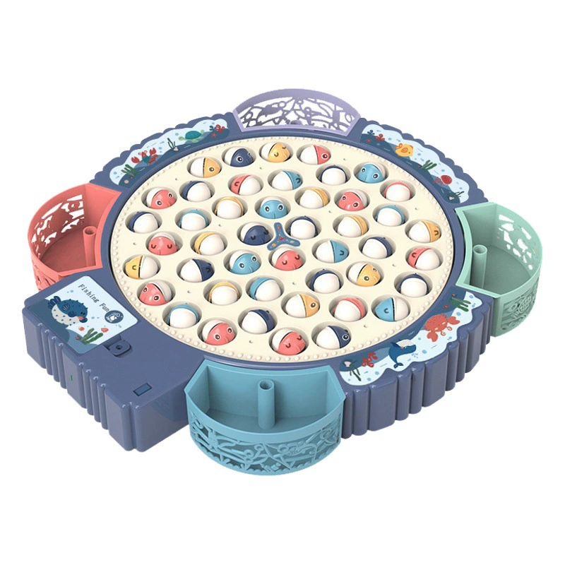 Трансграничные электрические вращающиеся магнитные игрушки для рыбалки, Детские Многофункциональные Музыкальные вращающиеся рыболовные тарелки, детский подарок