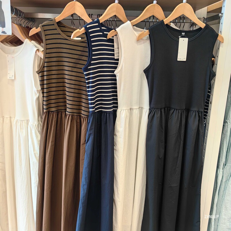 Extended-Length Women's Patchwork Waist-Cinching Sleeveless Dress 2026 Spring/Summer New Style 484887 482983 Cotton Extended-Length Women's Patchwork Waist-Cinching Sleeveless Dress 2026 Spring/Summer New Style 484887 482983 Cotton