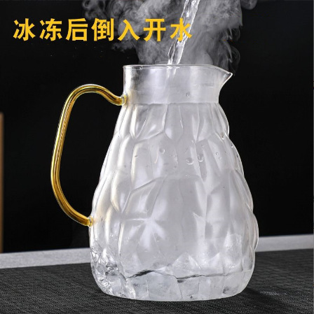 Juego de jarras y vasos de vidrio, jarra para jugo resistente al calor, jarra para agua fría tallada a mano para uso doméstico.