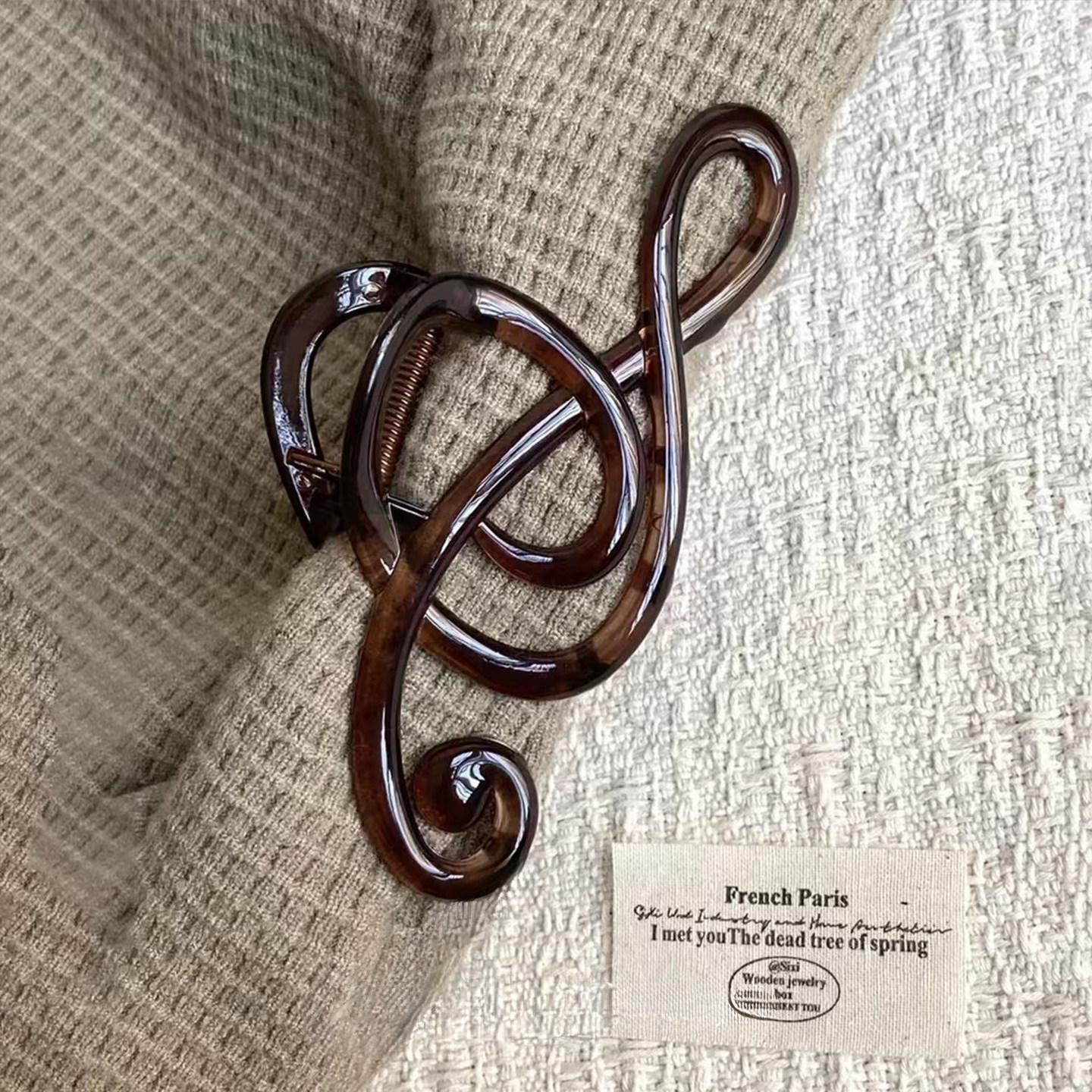 复古风ins音符发夹女款高级感后脑勺盘发抓夹简约百搭文艺鲨鱼夹