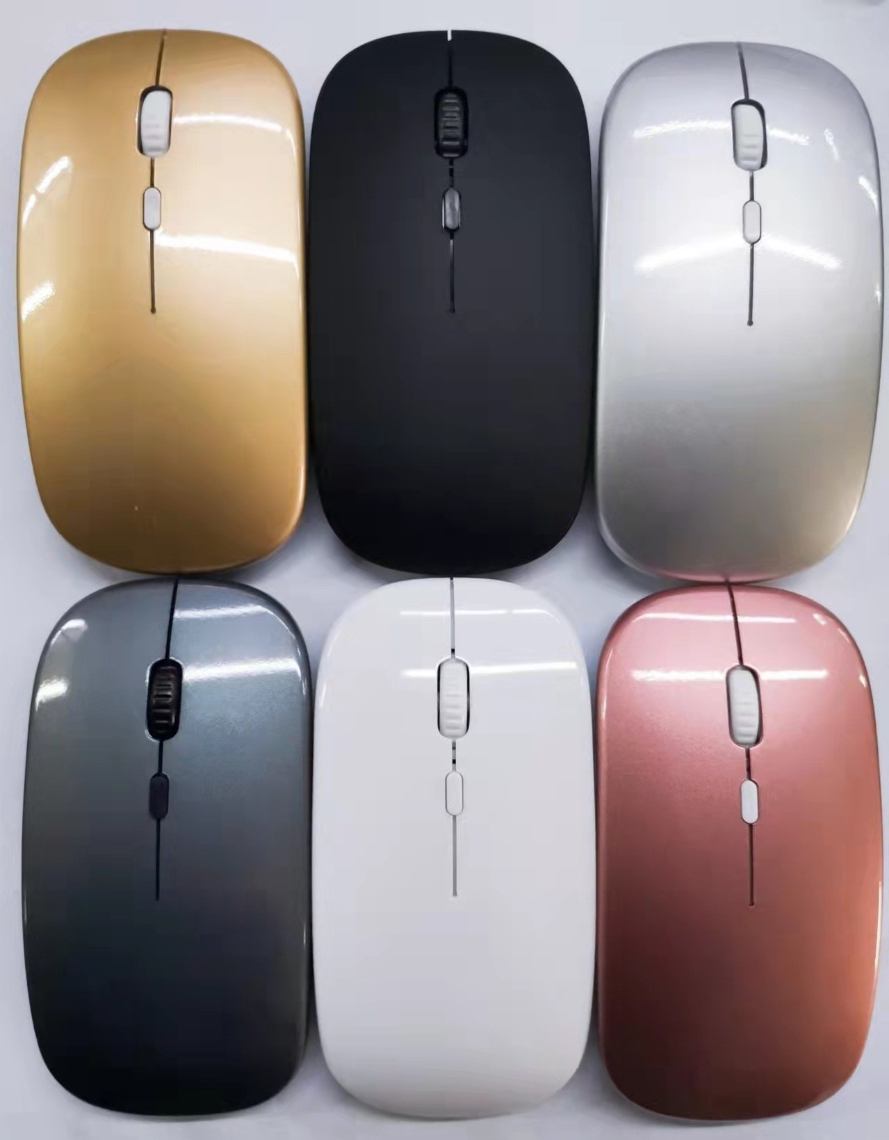 En stock ratón de carga ratón Bluetooth ratón inalámbrico ultrafino ratón Bluetooth de modo dual mudo ratón de carga luminosa