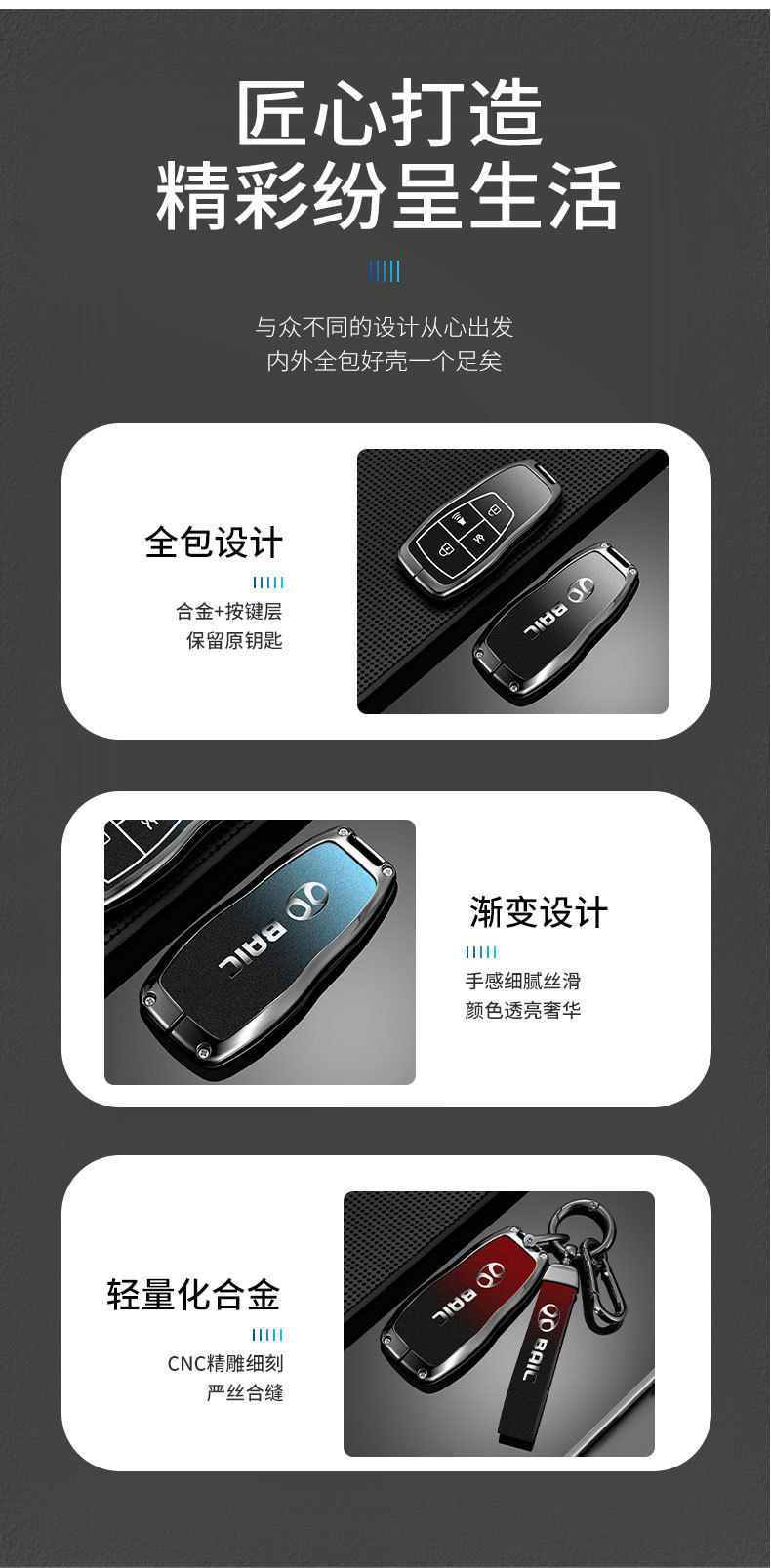 Baic Shenbao X25 Key Cover D50 X35 X55 Beijing D70 Zhixingdao X65 Zhida X3 Car Key Bag Buckle