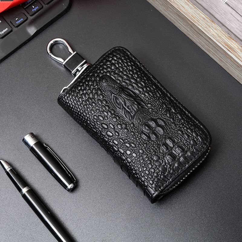 Genuine Leather Car Key Bag Cowhide Zipper Keychain for Men and Women High-End Exquisite Crocodile Head Key Bag Waist Hanging New Genuine Leather Car Key Bag Cowhide Zipper Keychain for Men and Women High-End Exquisite Crocodile Head Key Bag Waist Hanging New