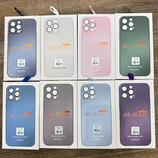 适用苹果16磨砂AG玻璃手机壳15带镜头膜iPhone14pro17全包保护套