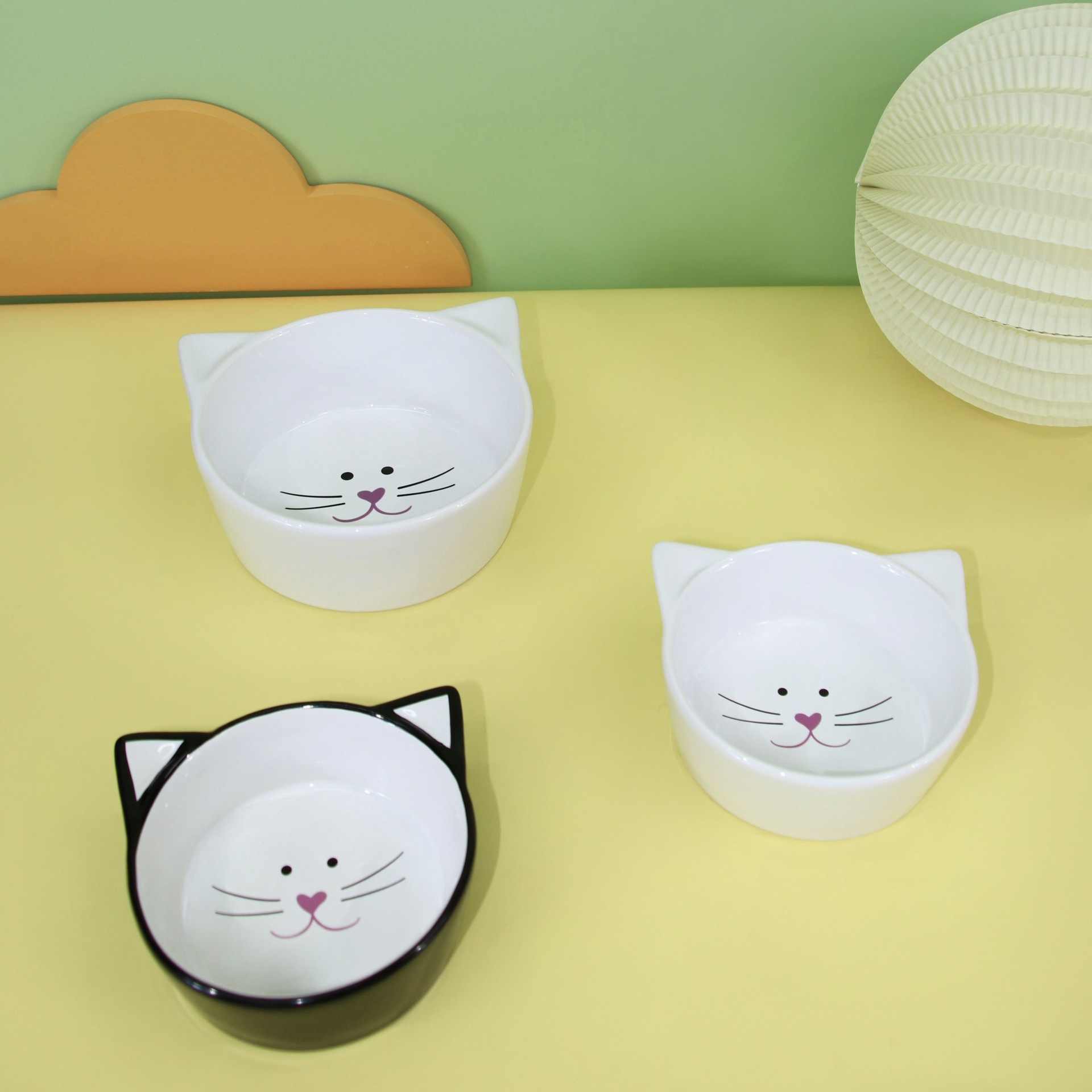 고양이 그릇 세라믹 귀여운 큰 입 방지 검정 턱 미끄럼 방지 개 대야 고양이 밥 그릇 애완 동물 용품 개 그릇 도매 크로스 보더