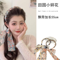 2025新款田园碎花飘带发箍高颅顶丝带编发头箍甜美百搭绑发发饰