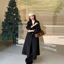 新款大衣女双面羊绒秋冬长款羊毛高端韩版宽松气质西装领毛呢外套