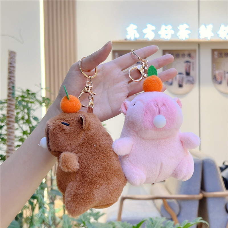 Kapibara puf puf pulseras Kapibara puff puff doll pellizco muñeco de peluche capibara colgante chirrido