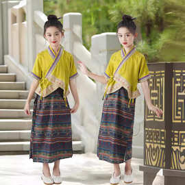 傣族服装少数民族舞蹈服装儿童节演出服云南西双版纳演出套装