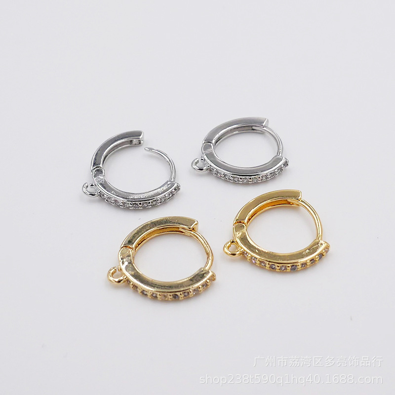 Copper earrings electroplated 18K gold earrings earrings round inlaid zircon earrings women's accessories jewelry wholesale
