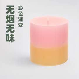 厂家批发跨境专供半混合色圆柱形石蜡可熏香氛蜡烛情人节礼物