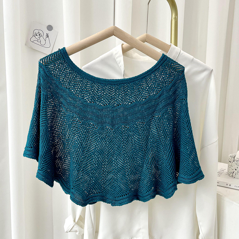 Nuevo jersey de seda de hielo de punto chal elegante de las mujeres todo-fósforo de primavera y otoño protección solar decoración de doble uso bufanda hombrera pequeño chal