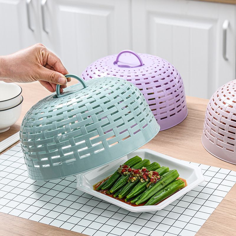 Home Simple Hollow Lid Food Cover Plastic Kitchen Round Food Dish Cover Dustproof Flyproof Dining Food Cover
