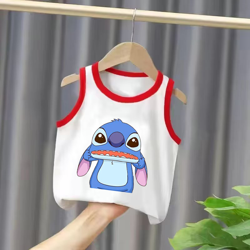 New children's clothing Blue Cat Stitch medium and large size sleeveless backless top cartoon print cross-border dropshipping one piece