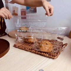 French baking widened food-grade transparent plastic soft European bun raw toast Western pastry bread packaging bag self-adhesive bag