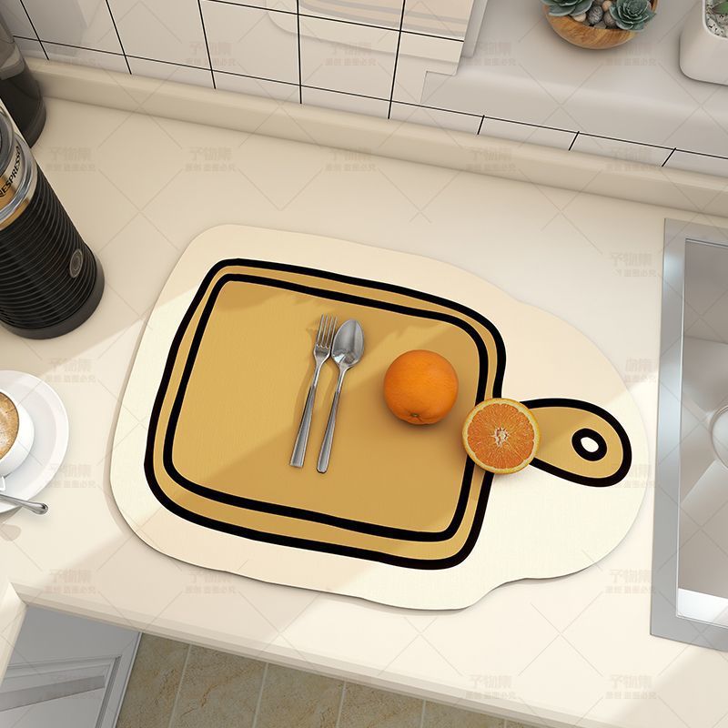 Cartoon cute kitchen countertop non-slip drain mat household easy care diatom mud table mat no-wash anti-scalding heat insulation mat