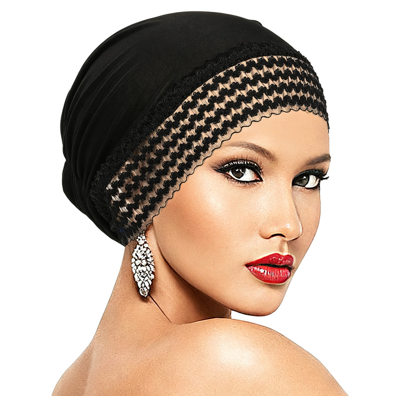 Lace-Trimmed Base Headscarf Hat, Cross-Border Hot-Selling High-Elasticity Fashionable Simple Headscarf Hat, Direct Sales from the Manufacturer Lace-Trimmed Base Headscarf Hat, Cross-Border Hot-Selling High-Elasticity Fashionable Simple Headscarf Hat, Direct Sales from the Manufacturer