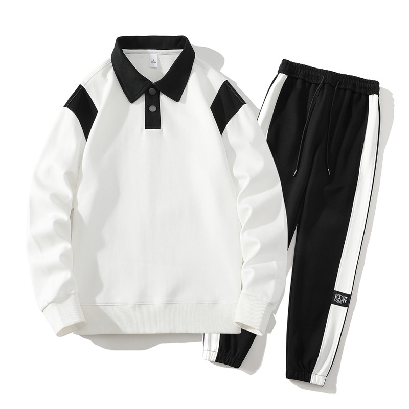Herrenbekleidung neues Poloshirt mit langen Ärmeln Pullover Anzug Herren neue trendige Marke lässig Sport lose Herren Spleißpullover_voghion.com