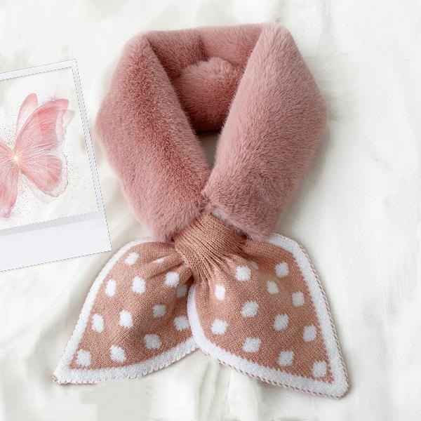 Otoño e Invierno nuevo todo-fósforo de la bufanda de felpa de punto Polka Dot bufanda de las mujeres de lana-como la felpa pequeña bufanda de moda bufanda caliente
