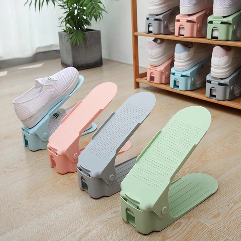 Simple Adjustable Double-Layer Shoe Rack for Home Use, Plastic Dustproof Shoe Storage Rack, Shoe Holder, Nordic Storage Rack