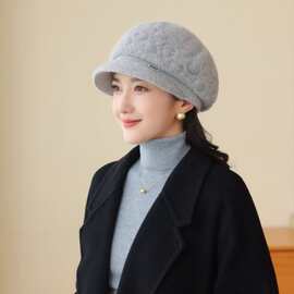 新款妈妈加厚保暖秋冬季贝雷帽子防寒奶奶中老年人针织毛线帽子女