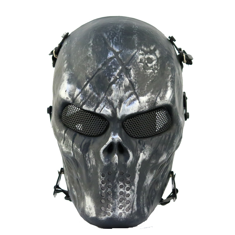 万圣节面具户外骷髅头面具战士全脸防护面具护具幽灵个性面具