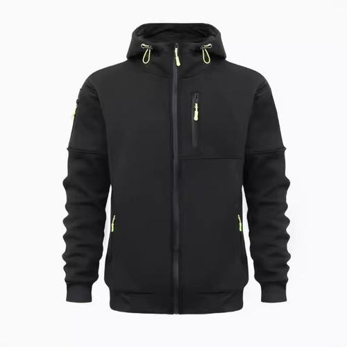 Cross-border latest popular large men's hooded sweatshirt, immediate sporty style zippered sweatshirt with multiple pockets