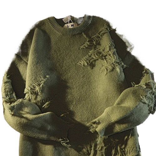 Find the best deal~ Hole-dropped tassel sweater for men and women, autumn and winter large size loose long-sleeved knitted sweater coat