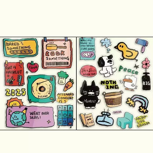 Korean-Style Ins Simple Hand-Drawn Cute Puppy Jelly Nail Stickers High-Value DIY Planner Water Bottle Stickers