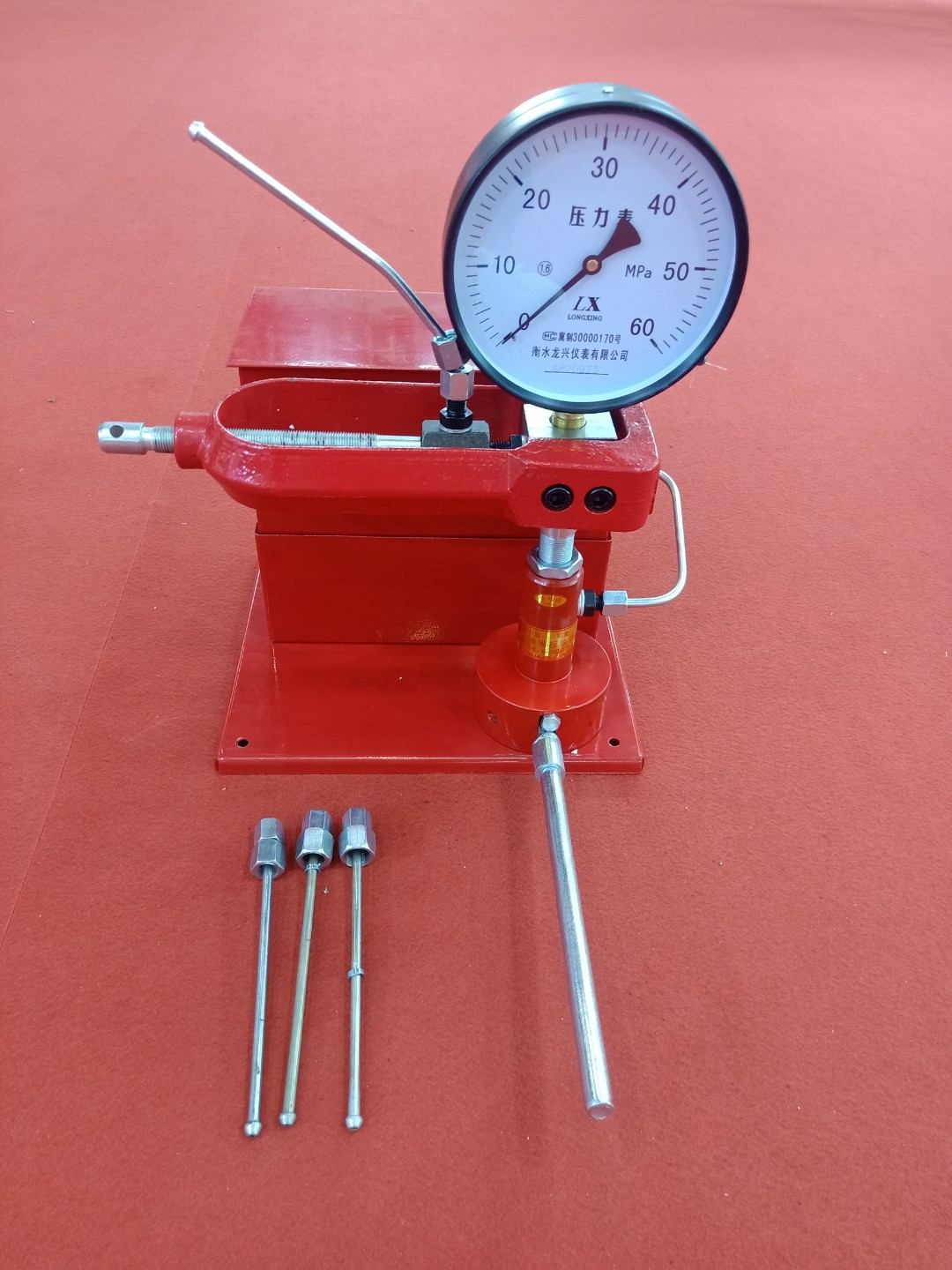 Automotive and tractor diesel injector calibrator, injector testing tool, hand-operated injector pressure tester