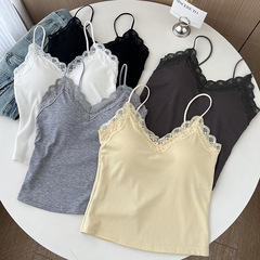 夏の新型純欲レース美背ストラップベスト女性は胸パッド付きでスリムに見えます。
