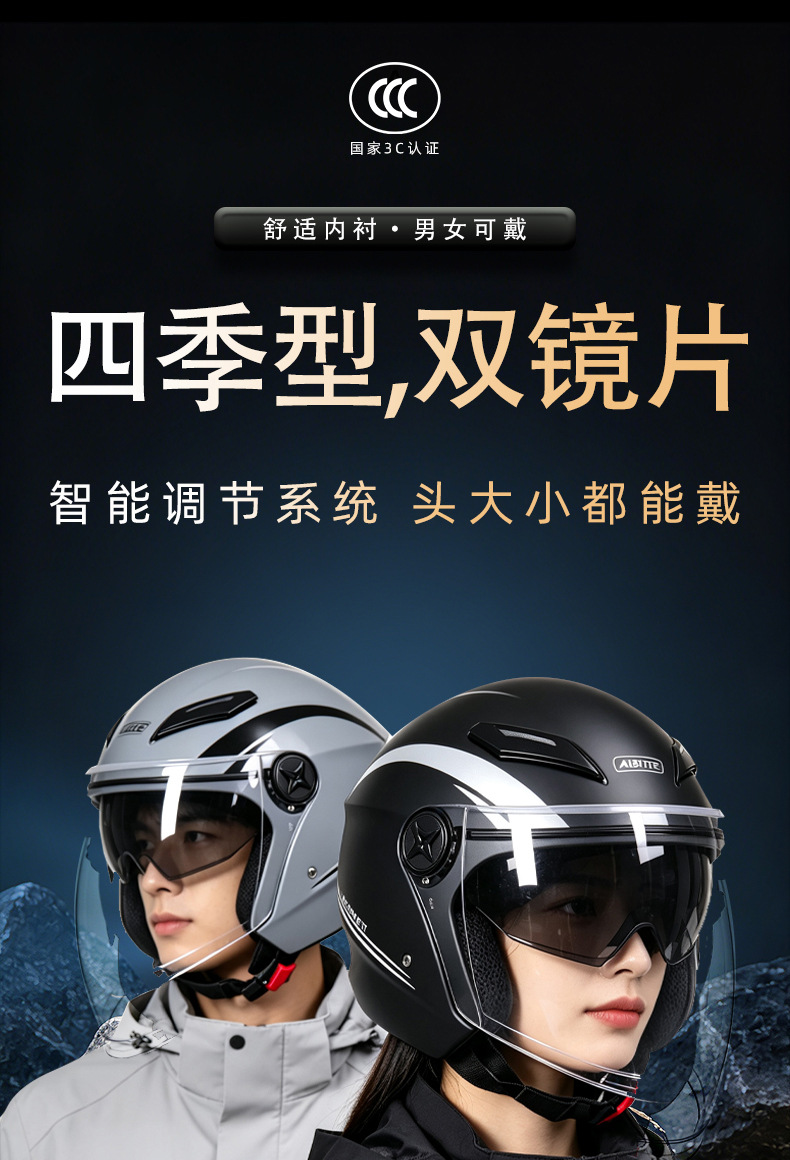 [Cross-border] Cycling Commute Electric Vehicle Helmet, Universal for Women, Warm, 3C Certified Motorcycle Helmet, High-Definition Anti-Fog for Men