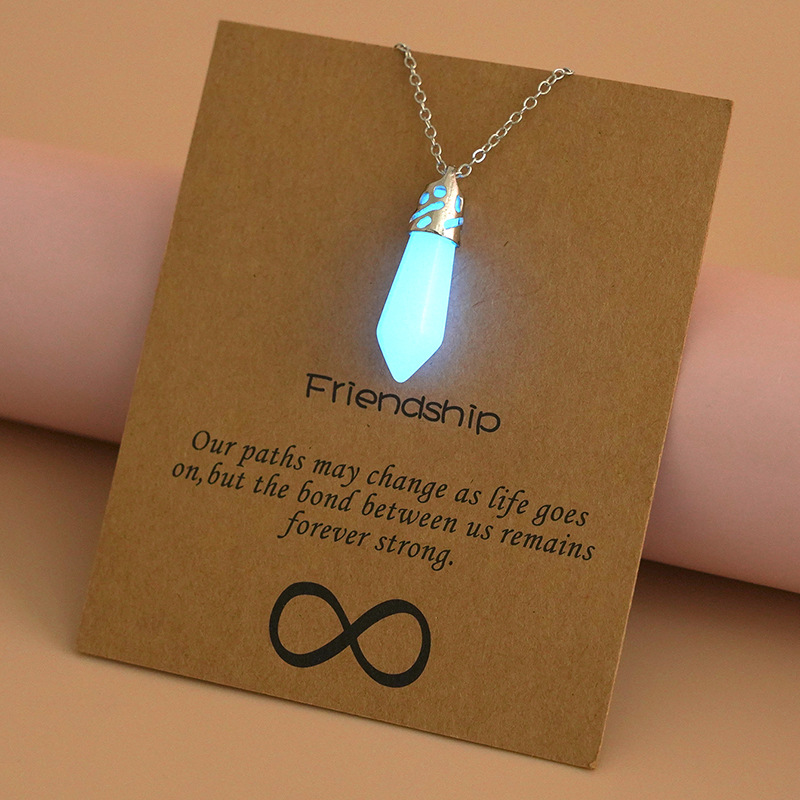 Europe and America Cross Border Hot Sale Luminous Pendant Necklace Arrow Water Drop Love Cross Hollow out Noctilucent Necklace Women