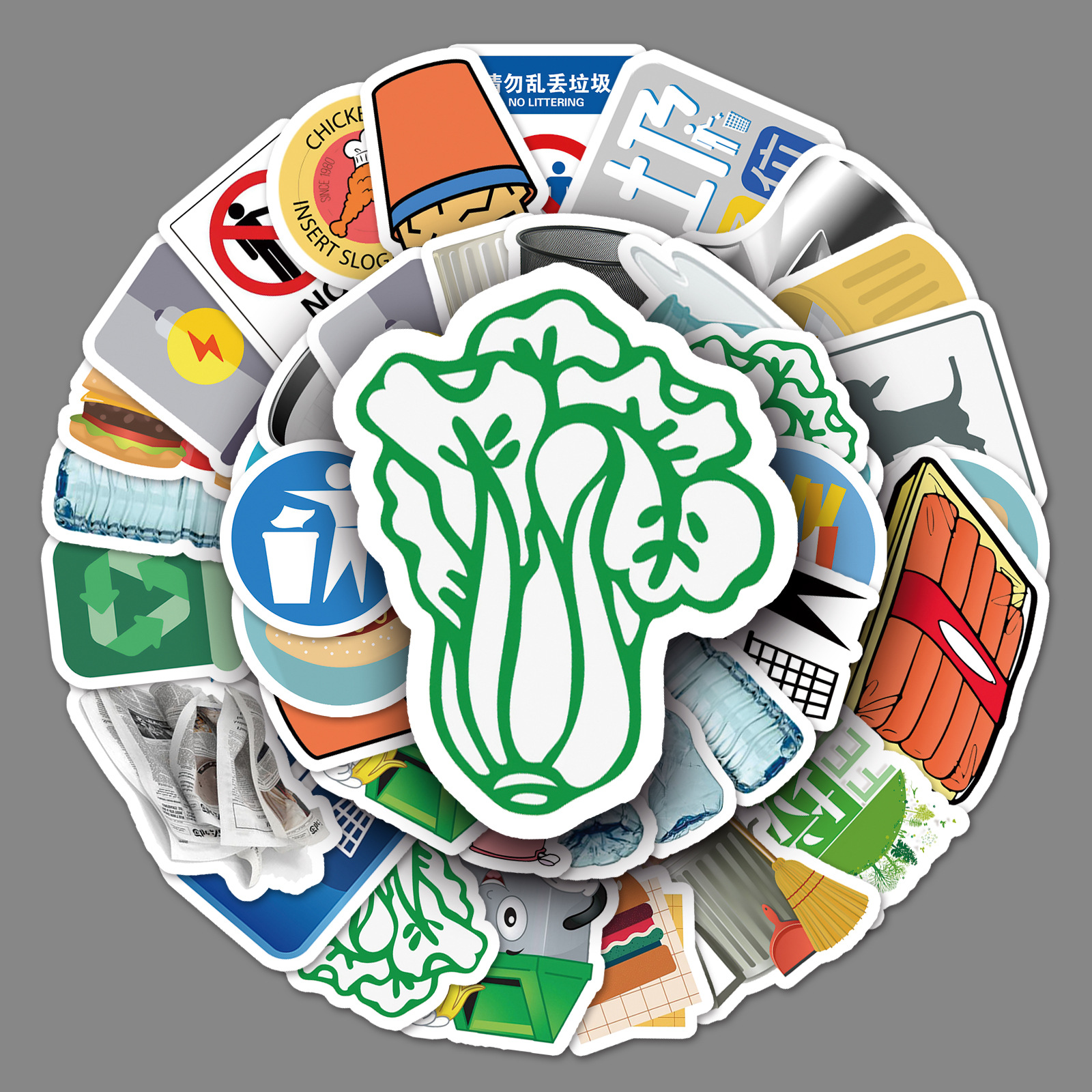 54 pieces of urban garbage sorting graffiti creative luggage scooter bicycle car mobile phone waterproof sticker