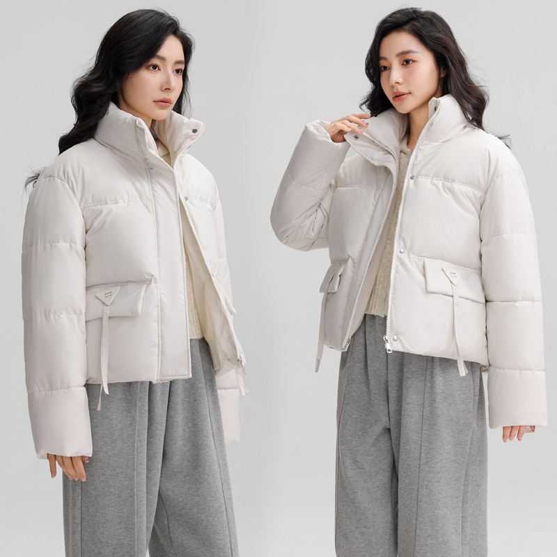 Stand Collar Cotton Coat for Women, Short Solid Color Korean Style College Style Bestie Age-Reducing Cotton Jacket, Tassel Jacket, Cold-Proof Clothing Trend Stand Collar Cotton Coat for Women, Short Solid Color Korean Style College Style Bestie Age-Reducing Cotton Jacket, Tassel Jacket, Cold-Proof Clothing Trend