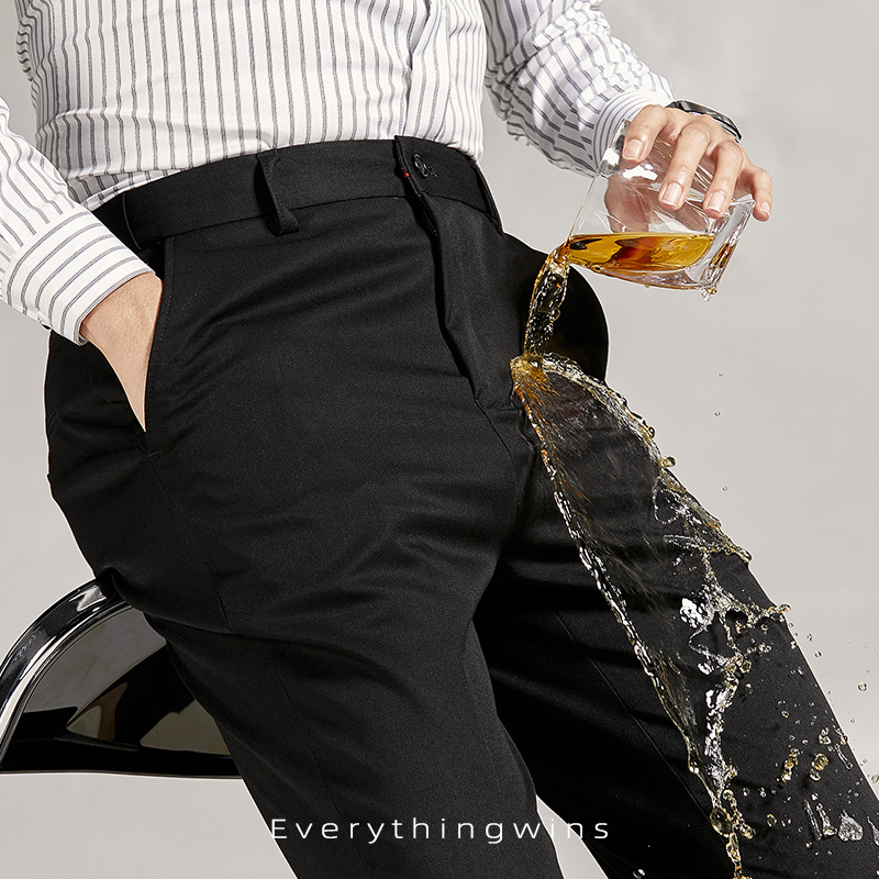 Pantalones de traje de los hombres de traje recto sin planchar pantalones de traje de los hombres image 7