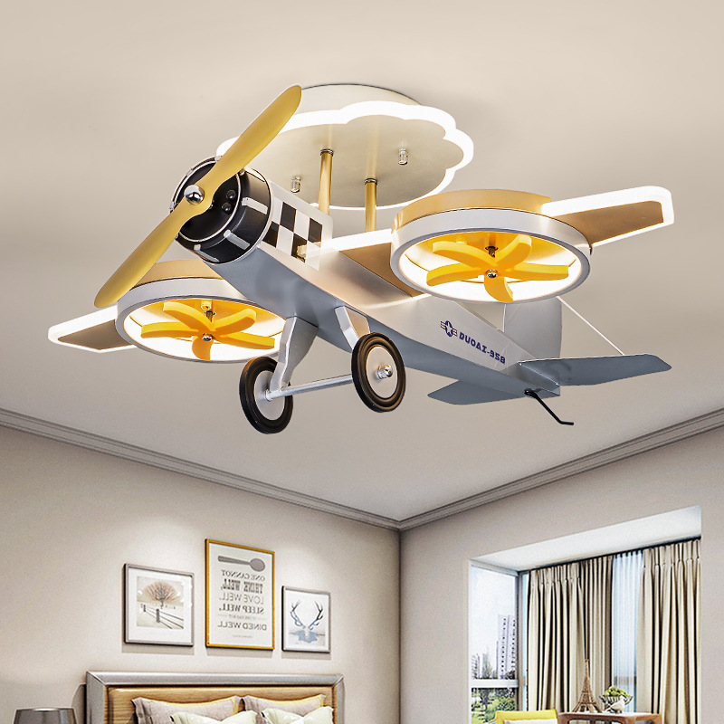 Creativo LED lámpara de aviones para niños niño dormitorio habitación lámpara personalidad inteligente moda simple lámpara de araña de dibujos animados