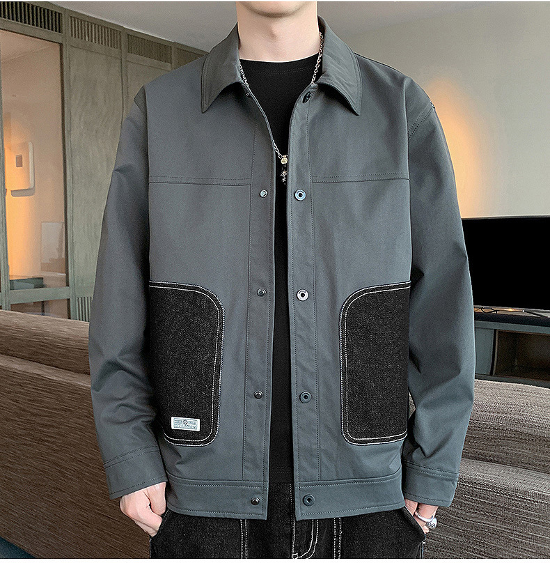 Stagione primaverile e autunnale 2024 Nuove giacche con colletto ribaltabile Top slim fit edizione coreana per tendenza cappotto sottile casual da uomo_voghion.com