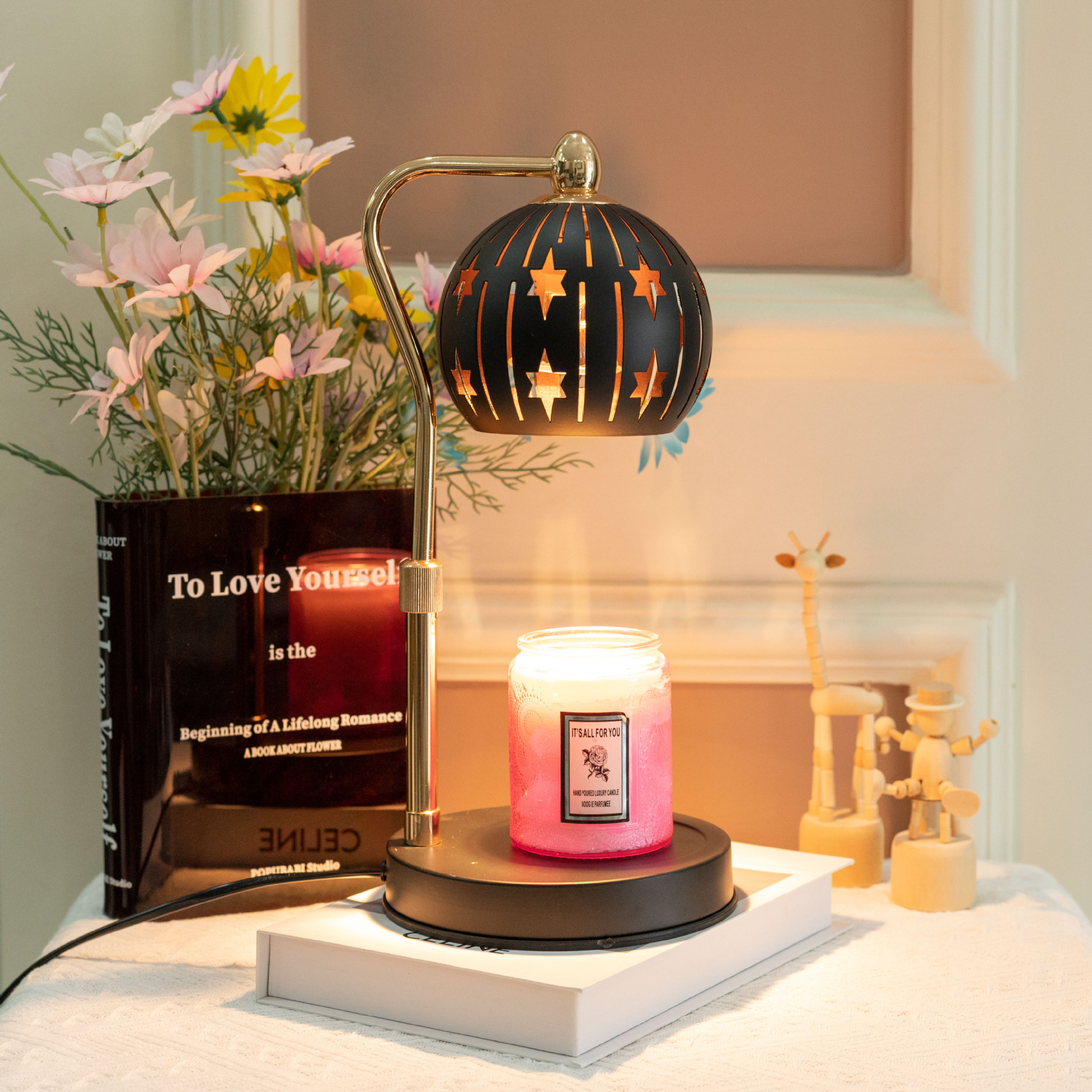 Lámpara de fusión de cera de cristal Americana simple lámpara de aromaterapia fuente de fábrica Amazon Venta caliente libre de humo de seguridad se puede cerrar regularmente